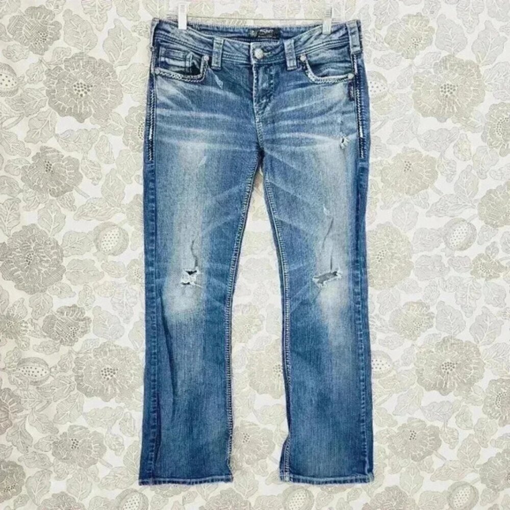 Silver Jeans Aiko Mid Boot Distressed Women's Jeans 31  9343